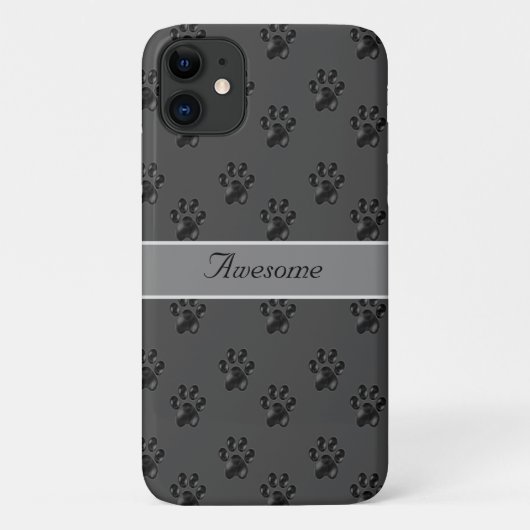 Gray paw-patroon en kalligrafie Case-Mate iPhone case (Achterkant)