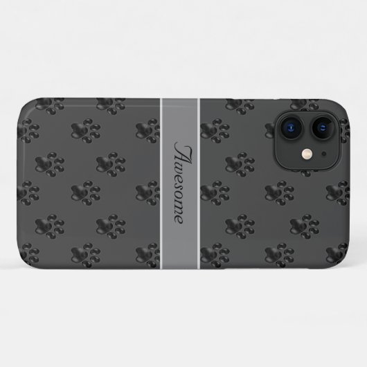 Gray paw-patroon en kalligrafie Case-Mate iPhone case (Achterkant (horizontaal))