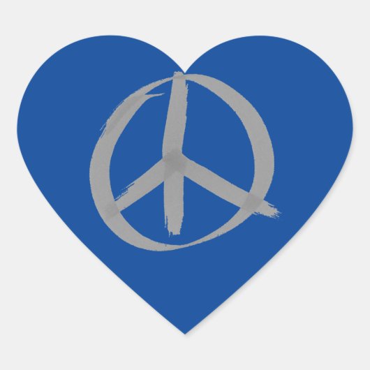Gray Peace Sign Heart Sticker (Voorkant)