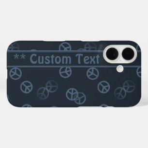 Gray Peace Sign Patroon met aangepaste tekst iPhone 16 Hoesje