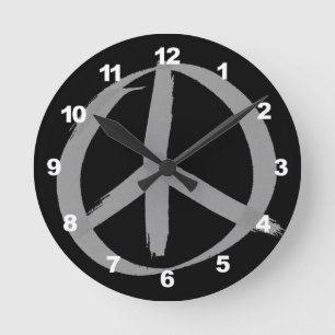 Gray Peace Sign Ronde Klok