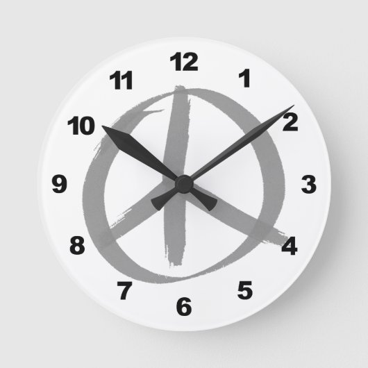 Gray Peace Sign Ronde Klok (Voorkant)