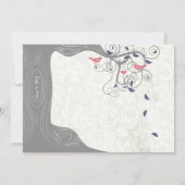 Gray Peach Lapis Blue Love Bird Weduwuitnodiging Kaart (Achterkant)