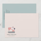 GRAY PEACH PINK SEWWEWMACHINE TAILOR BUSINESS NOTITIEKAARTJE (Voorkant / Achterkant)