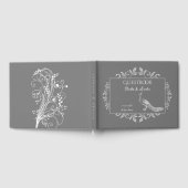 Gray Peacock Flourish Wedding Guest Book Gastenboek (Volledig)