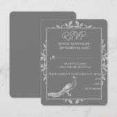 Gray Peacock Flourish Wedding RSVP-kaart RSVP Kaartje (Voorkant / Achterkant)