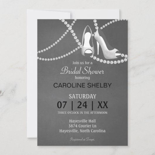 Gray Pearl en High Hiel Bridal Shower Invitation Kaart (Voorkant)