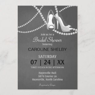Gray Pearl en High Hiel Bridal Shower Invitation Kaart