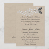 Gray Pearls Parchment Wedding Invitation Kaart (Voorkant / Achterkant)