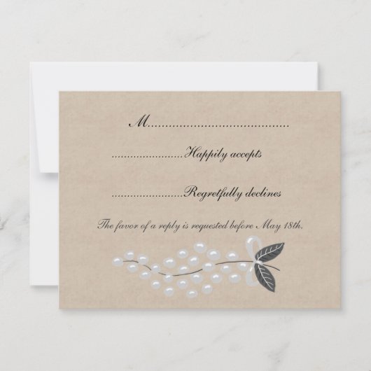 Gray Pearls Parchment Wedding RSVP Kaartje (Voorkant)