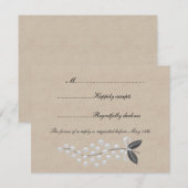 Gray Pearls Parchment Wedding RSVP Kaartje (Voorkant / Achterkant)