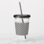 Gray Personal Monogram Patroon Acryl Drinkbeker (Links)