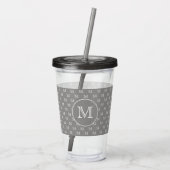 Gray Personal Monogram Patroon Acryl Drinkbeker (Achterkant)