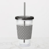 Gray Personal Monogram Patroon Acryl Drinkbeker (Rechts)