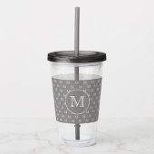 Gray Personal Monogram Patroon Acryl Drinkbeker (Voorkant)