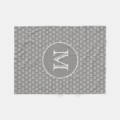 Gray Personal Monogram Patroon Fleece Deken (Voorkant (Horizontaal))