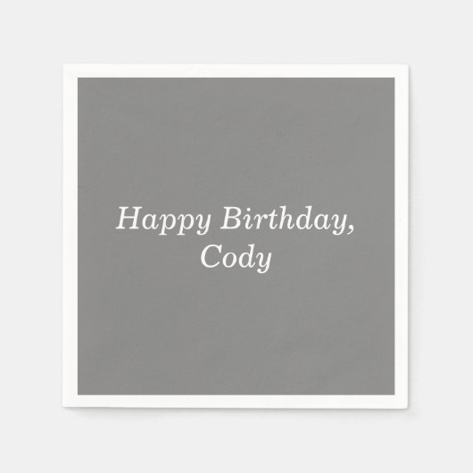 Gray Personalized All Occasion Disposable Napkins Servet (Voorkant)