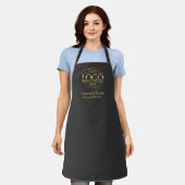 Gray Personalized Apron with Logo Custom Uniform Schort (Gedragen)