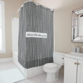 Gray Personalized Rustic Herringbone Pattern Douchegordijn (In situ)