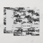 Gray Pewter Camouflage Party Event Square Kaart (Voorkant / Achterkant)