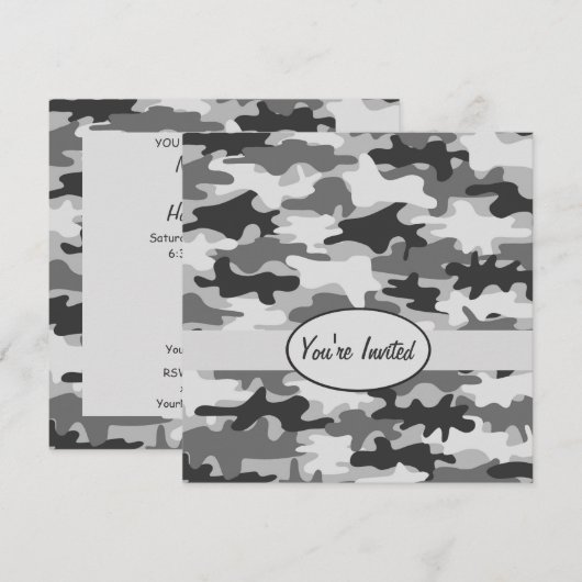 Gray Pewter Camouflage Party Event Square Kaart (Voorkant / Achterkant)