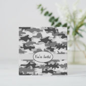 Gray Pewter Camouflage Party Event Square Kaart (Staand voorkant)