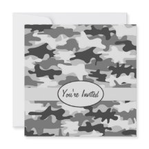 Gray Pewter Camouflage Party Event Square