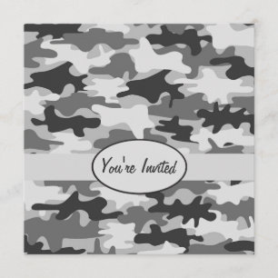 Gray Pewter Camouflage Party Event Square Kaart