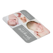 Gray Photo Collage Baby Birth Announding Magnet Magneet (Rechterzijde)