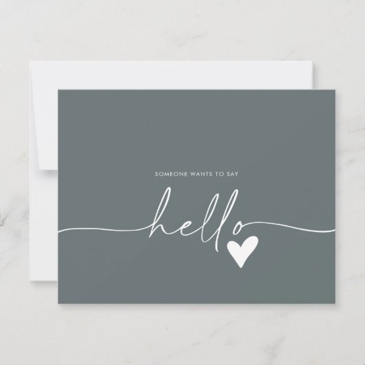 Gray Photo Hello Baby Announcement Card Bedankkaart (Voorkant)