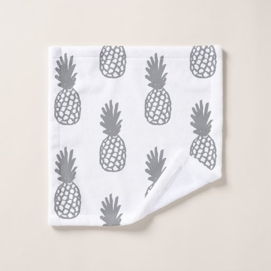 Gray Pineapple Patroon Bad Handdoek (Wasdoekje)