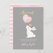 Gray Pink Bunny - Hartelijk dank Bedankkaart (Voorkant / Achterkant)