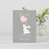 Gray Pink Bunny - Hartelijk dank Bedankkaart (Staand voorkant)
