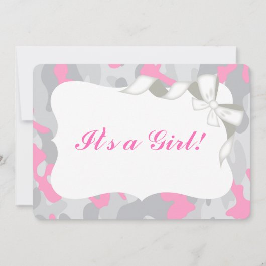 Gray Pink Camo Baby shower Uitnodiging (Voorkant)
