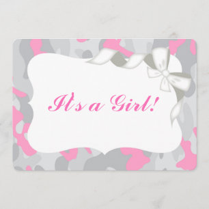 Gray Pink Camo Baby shower Uitnodiging