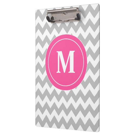 Gray Pink Chevron Aangepast Klembord (Links)