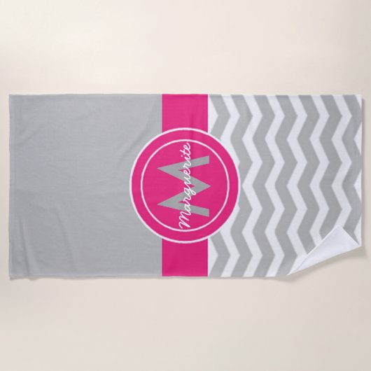 Gray Pink Chevron Strandlaken (Voorkant)