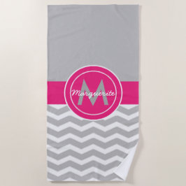 Gray Pink Chevron Strandlaken