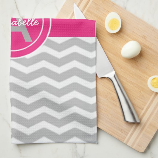 Gray Pink Chevron Theedoek (Quarter Fold)