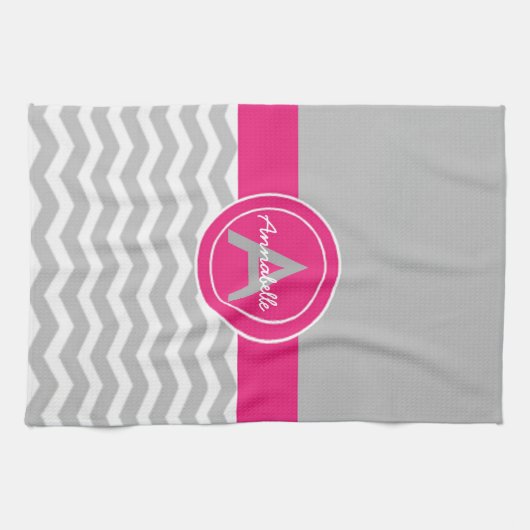 Gray Pink Chevron Theedoek (Horizontaal)