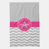 Gray Pink Chevron Theedoek (Verticaal)