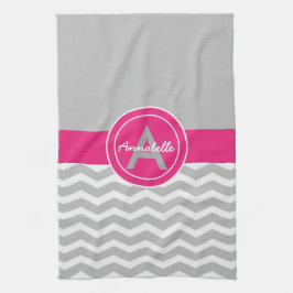 Gray Pink Chevron Theedoek
