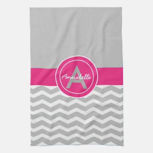 Gray Pink Chevron Theedoek (Verticaal)