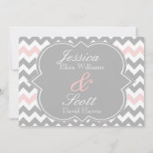 Gray Pink Chevron Wedding Kaart (Voorkant)