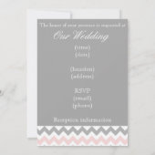 Gray Pink Chevron Wedding Kaart (Achterkant)