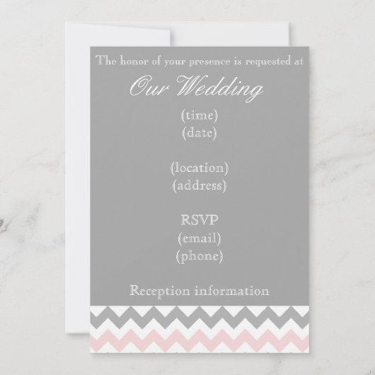 Gray Pink Chevron Wedding Kaart (Achterkant)
