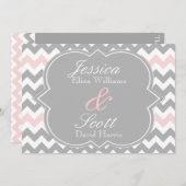 Gray Pink Chevron Wedding Kaart (Voorkant / Achterkant)