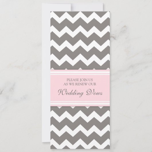 Gray Pink Chevron Wedding Vow Renewal Uitnodiging (Voorkant)