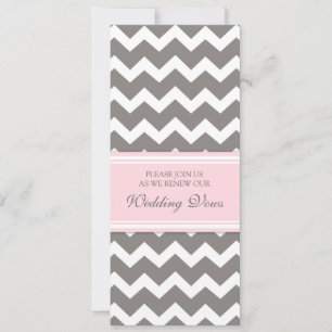 Gray Pink Chevron Wedding Vow Renewal Uitnodiging
