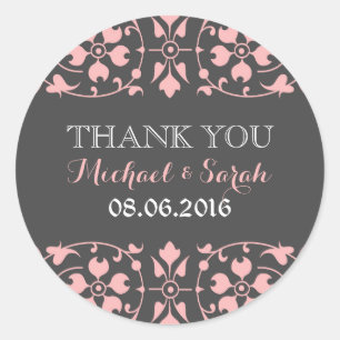 Gray Pink Classic Victoriaans Wedding Sticker